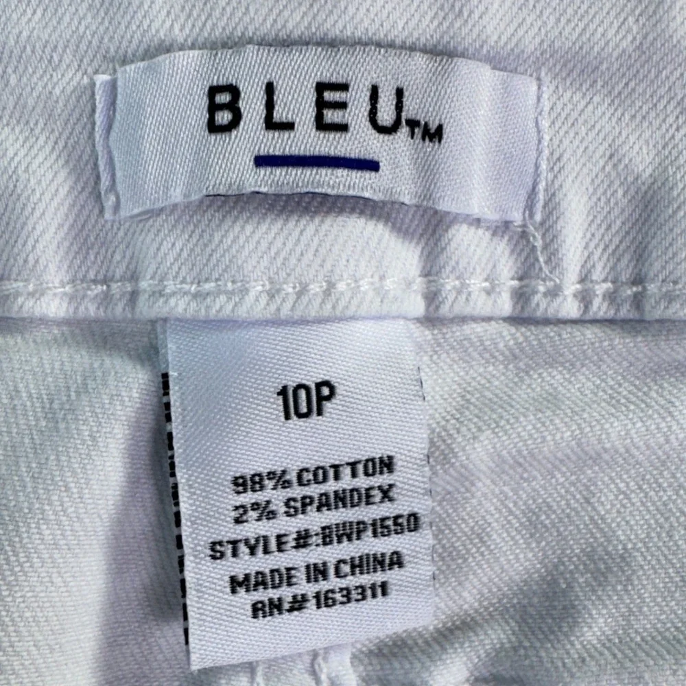 Bleu White Flare‎ Leg Raw Hem Jeans Womens 10P Petite BWP1550 Stretch Denim